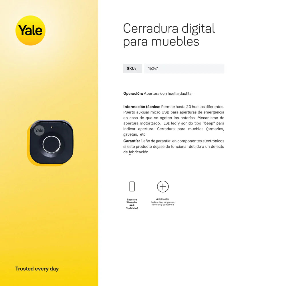 Cerradura YF68 Biométrica para Mueble . Apertura con Huella