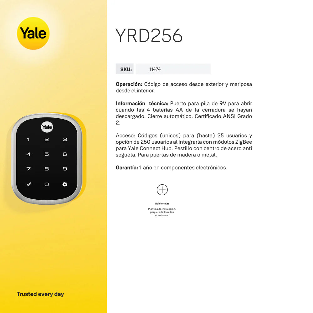Cerrojo Digital YRD256 Negro