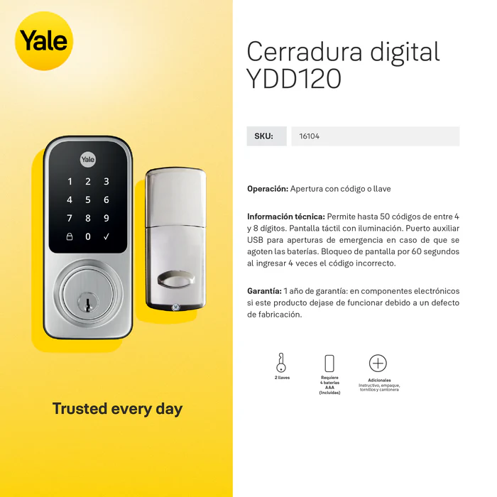 Cerrojo digital YDD120 Plateada*