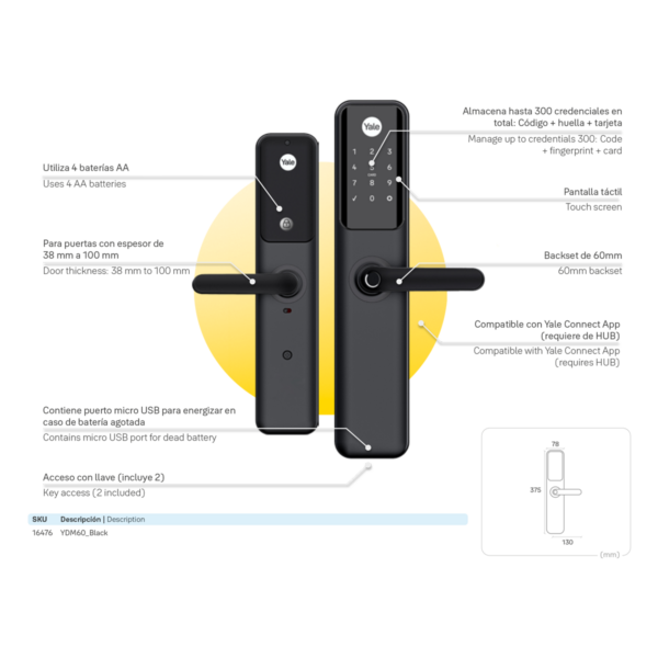 Cerradura Digital YDM60 + kit apertura con celular*