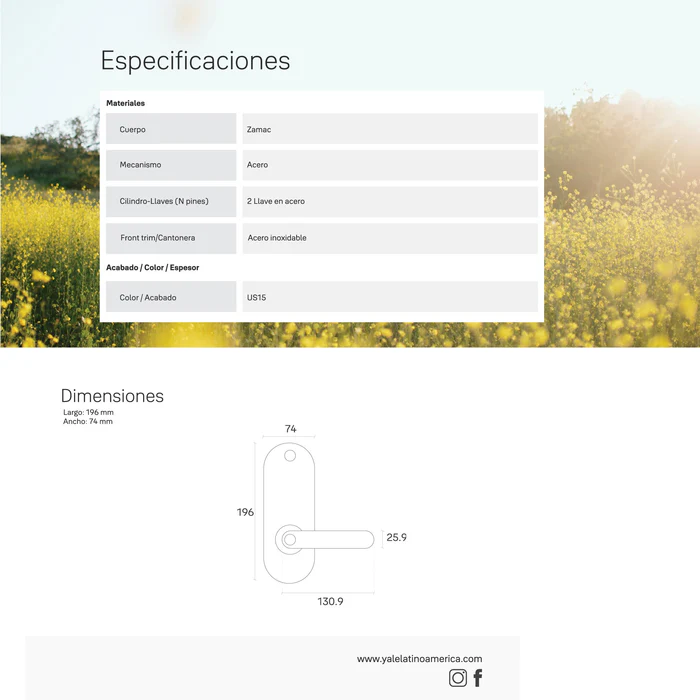 Cerradura de embutir Digital YMC420 + kit apertura con celular*