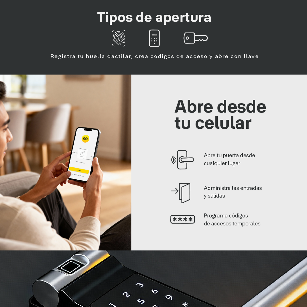 Cerradura digital YMF40A + kit apertura con celular*