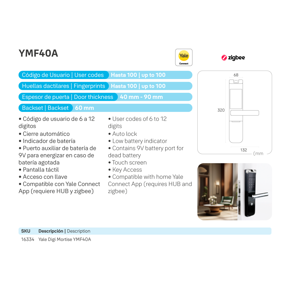 Cerradura digital YMF40A*