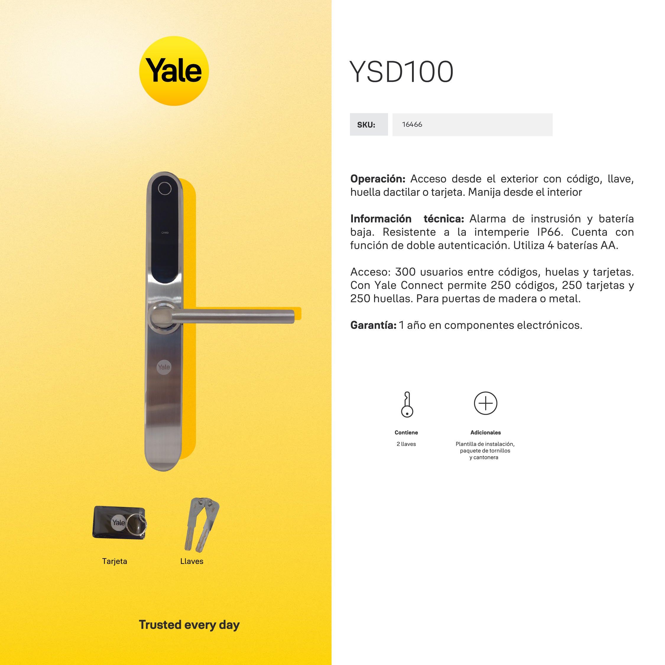 Cerradura Digital YSD100 para puerta Corrediza*