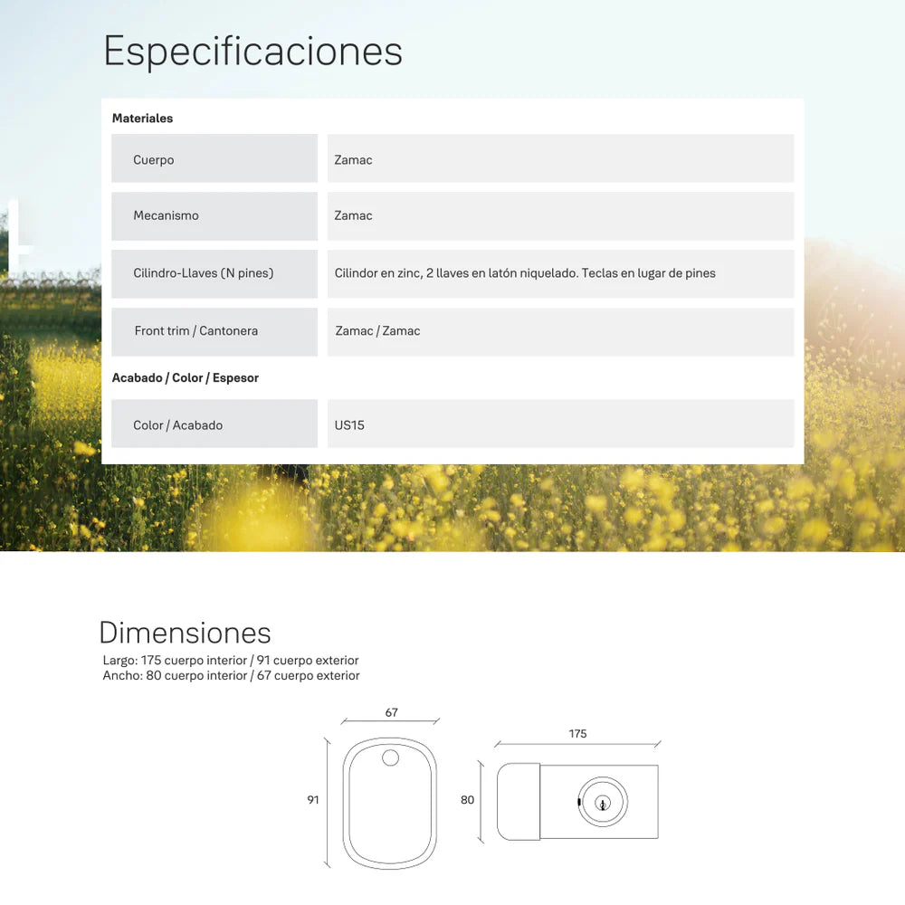 Cerrojo Digital YXR256. Apertura con Código y Llave*