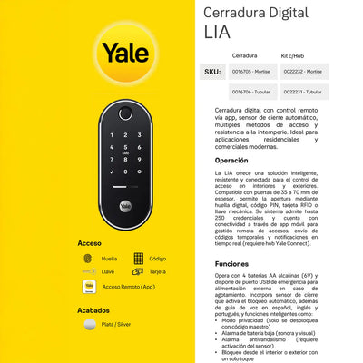 Cerradura de embutir Digital LIA + kit  apertura con celular*
