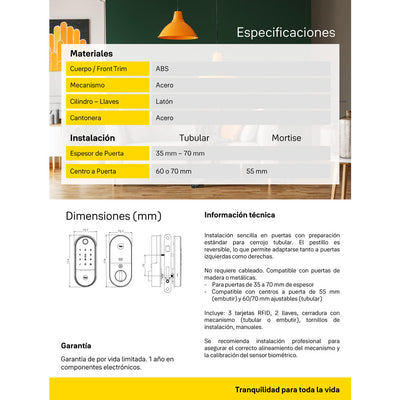 Cerradura de embutir Digital LIA*