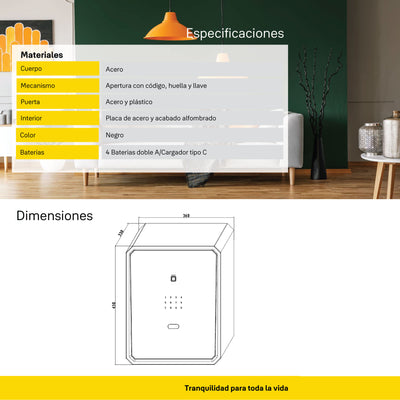 Caja fuerte biométrica táctil*