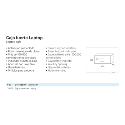 Caja Fuerte Laptop*