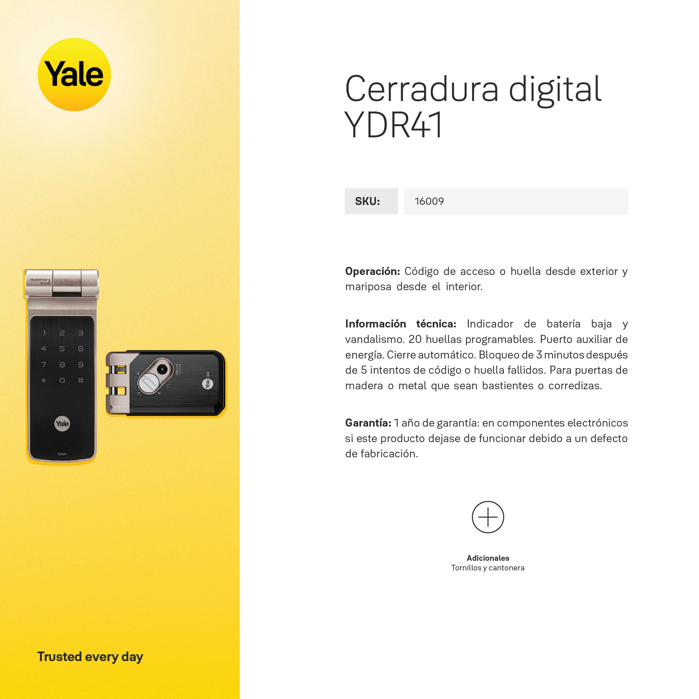 Cerrojo Digital YDR41*