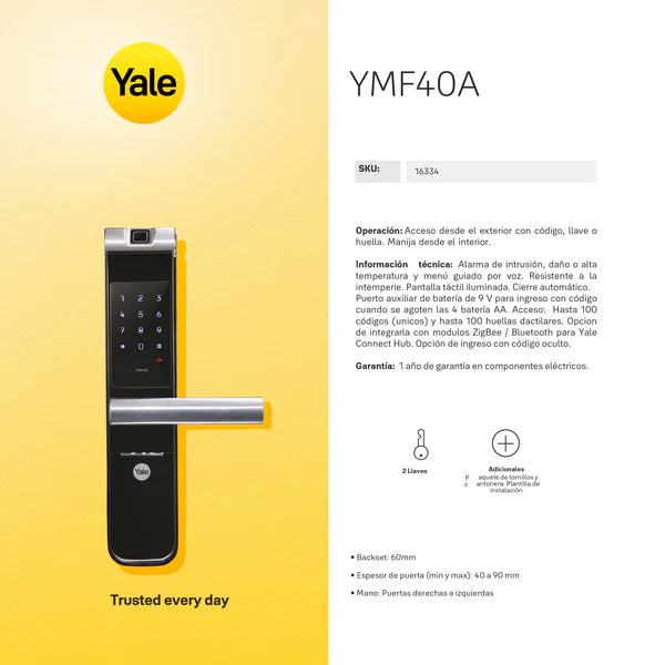 Cerradura digital YMF40A + kit apertura con celular*