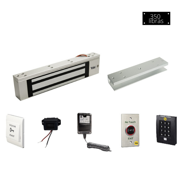 Kit Electroimán 350 libras + Soporte U + Control de Acceso